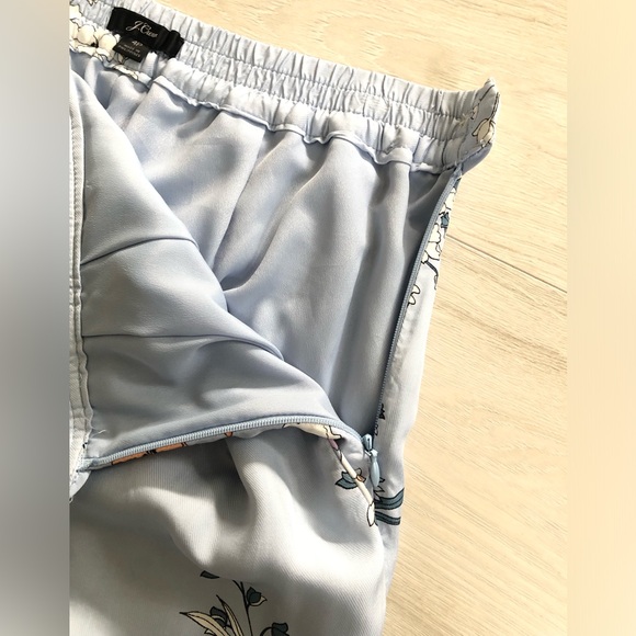 J. Crew Garden Floral Sky Blue Silky High-rise Pocket Pants - Picture 14 of 16